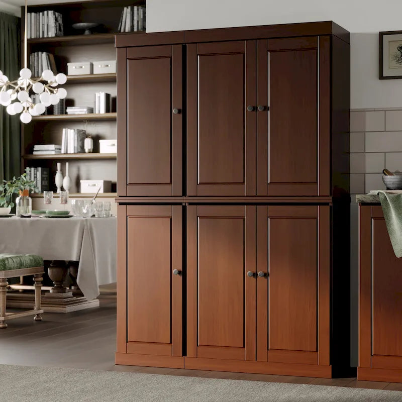 Armoire de cuisine 100 % en bois massif de 48,5 po avec portes en verre plein ou transparent et tablettes réglables – 48,5 x 71,5