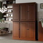 Armoire de cuisine 100 % en bois massif de 48,5 po avec portes en verre plein ou transparent et tablettes réglables – 48,5 x 71,5