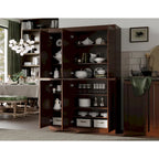 Armoire de cuisine 100 % en bois massif de 48,5 po avec portes en verre plein ou transparent et tablettes réglables – 48,5 x 71,5