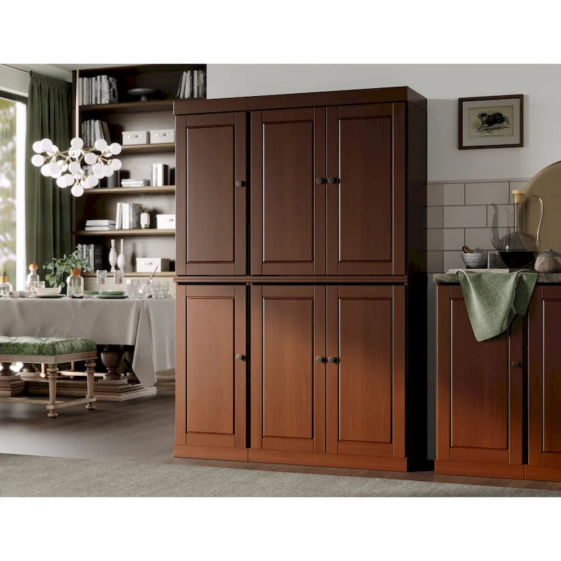 Armoire de cuisine 100 % en bois massif de 48,5 po avec portes en verre plein ou transparent et tablettes réglables – 48,5 x 71,5