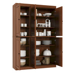 Armoire de cuisine 100 % en bois massif de 48,5 po avec portes en verre plein ou transparent et tablettes réglables – 48,5 x 71,5