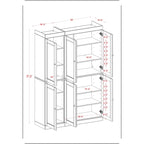 Armoire de cuisine 100 % en bois massif de 48,5 po avec portes en verre plein ou transparent et tablettes réglables – 48,5 x 71,5