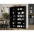 Armoire de cuisine 100 % en bois massif de 48,5 po avec portes en verre plein ou transparent et tablettes réglables – 48,5 x 71,5