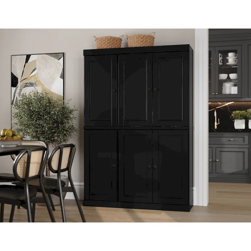 Armoire de cuisine 100 % en bois massif de 48,5 po avec portes en verre plein ou transparent et tablettes réglables – 48,5 x 71,5