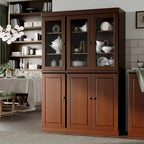 Armoire de cuisine 100 % en bois massif de 48,5 po avec portes en verre plein ou transparent et tablettes réglables – 48,5 x 71,5