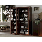 Armoire de cuisine 100 % en bois massif de 48,5 po avec portes en verre plein ou transparent et tablettes réglables – 48,5 x 71,5