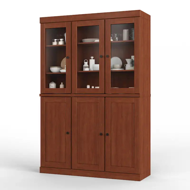 Armoire de cuisine 100 % en bois massif de 48,5 po avec portes en verre plein ou transparent et tablettes réglables – 48,5 x 71,5