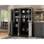 Armoire de cuisine 100 % en bois massif de 48,5 po avec portes en verre plein ou transparent et tablettes réglables – 48,5 x 71,5