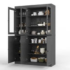 Armoire de cuisine 100 % en bois massif de 48,5 po avec portes en verre plein ou transparent et tablettes réglables – 48,5 x 71,5