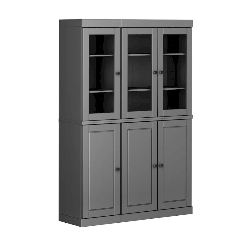 Armoire de cuisine 100 % en bois massif de 48,5 po avec portes en verre plein ou transparent et tablettes réglables – 48,5 x 71,5