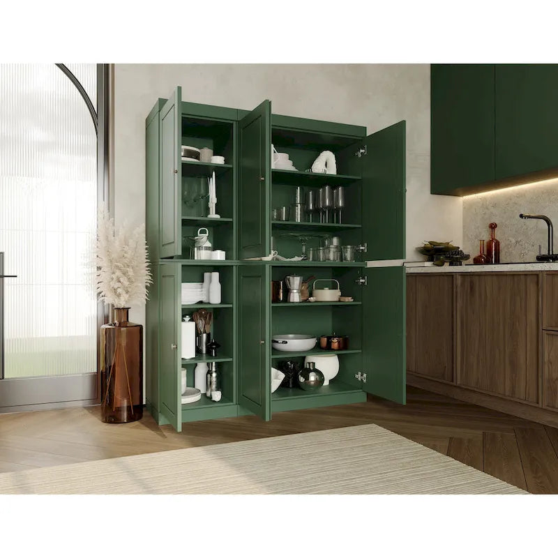Armoire de cuisine 100 % en bois massif de 48,5 po avec portes en verre plein ou transparent et tablettes réglables – 48,5 x 71,5