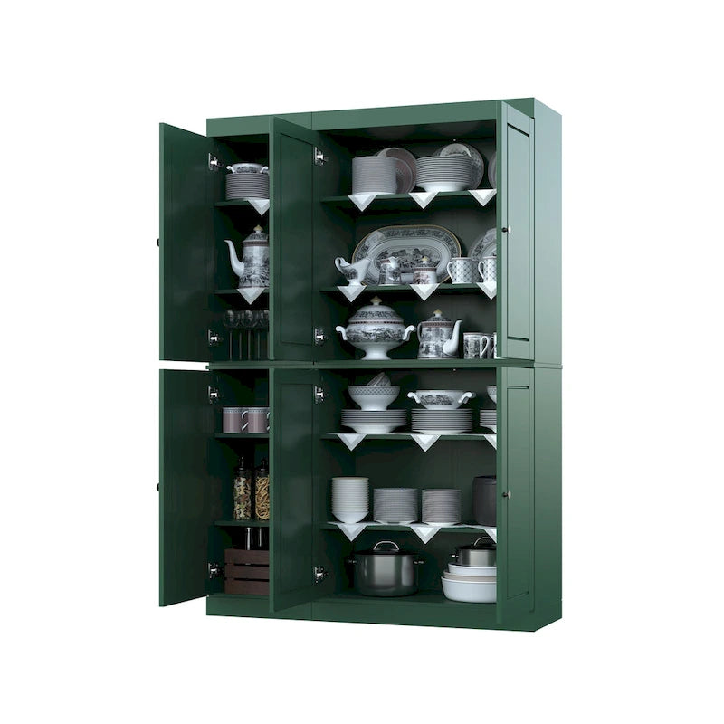 Armoire de cuisine 100 % en bois massif de 48,5 po avec portes en verre plein ou transparent et tablettes réglables – 48,5 x 71,5