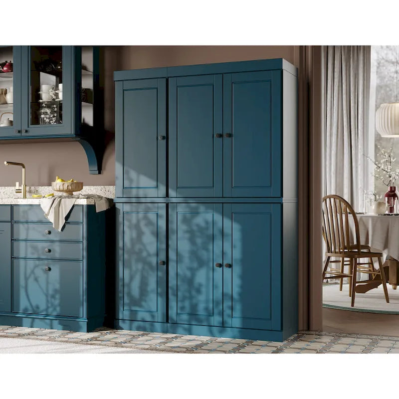 Armoire de cuisine 100 % en bois massif de 48,5 po avec portes en verre plein ou transparent et tablettes réglables – 48,5 x 71,5