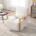 Fauteuil pivotant rembourré en bouclette du milieu du siècle avec coussin