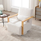 Fauteuil pivotant rembourré en bouclette du milieu du siècle avec coussin