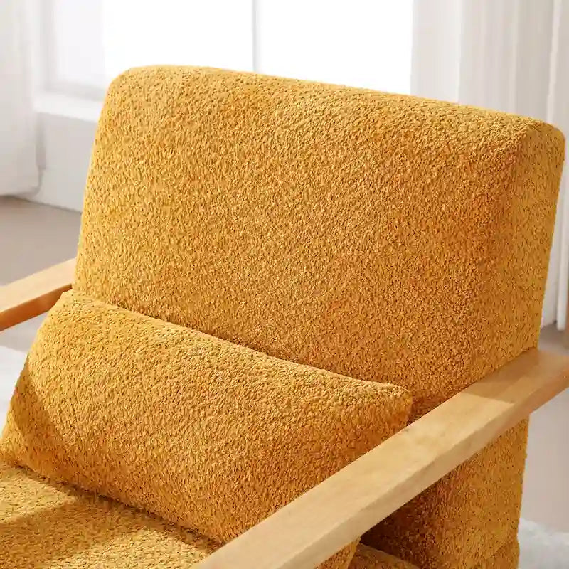 Fauteuil pivotant rembourré en bouclette du milieu du siècle avec coussin