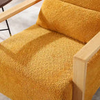 Fauteuil pivotant rembourré en bouclette du milieu du siècle avec coussin