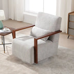 Fauteuil pivotant rembourré en bouclette du milieu du siècle avec coussin