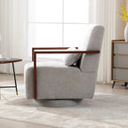Fauteuil pivotant rembourré en bouclette du milieu du siècle avec coussin