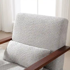 Fauteuil pivotant rembourré en bouclette du milieu du siècle avec coussin