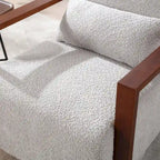Fauteuil pivotant rembourré en bouclette du milieu du siècle avec coussin