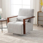 Fauteuil pivotant rembourré en bouclette du milieu du siècle avec coussin