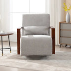 Fauteuil pivotant rembourré en bouclette du milieu du siècle avec coussin