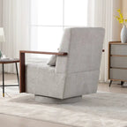 Fauteuil pivotant rembourré en bouclette du milieu du siècle avec coussin