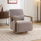 Fauteuil pivotant rembourré en bouclette du milieu du siècle avec coussin