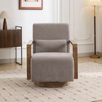 Fauteuil pivotant rembourré en bouclette du milieu du siècle avec coussin