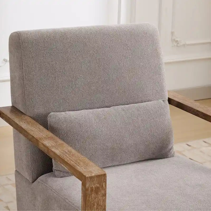 Fauteuil pivotant rembourré en bouclette du milieu du siècle avec coussin