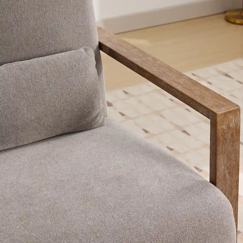 Fauteuil pivotant rembourré en bouclette du milieu du siècle avec coussin