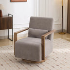 Fauteuil pivotant rembourré en bouclette du milieu du siècle avec coussin
