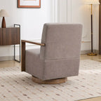 Fauteuil pivotant rembourré en bouclette du milieu du siècle avec coussin