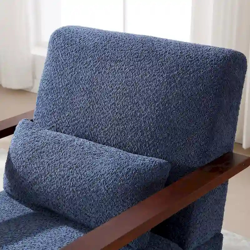 Fauteuil pivotant rembourré en bouclette du milieu du siècle avec coussin