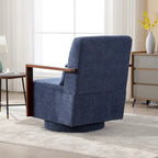 Fauteuil pivotant rembourré en bouclette du milieu du siècle avec coussin