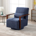 Fauteuil pivotant rembourré en bouclette du milieu du siècle avec coussin