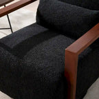 Fauteuil pivotant rembourré en bouclette du milieu du siècle avec coussin