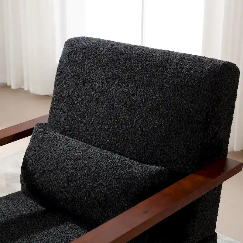 Fauteuil pivotant rembourré en bouclette du milieu du siècle avec coussin