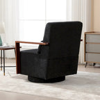 Fauteuil pivotant rembourré en bouclette du milieu du siècle avec coussin