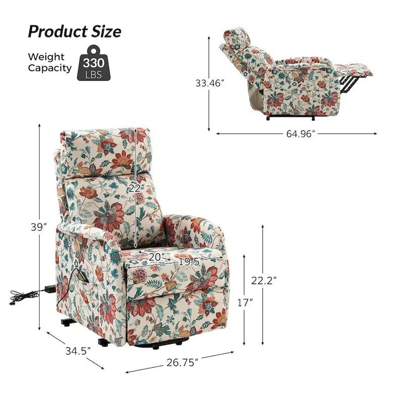 Fauteuil inclinable électrique avec assistance au lever et base métallique