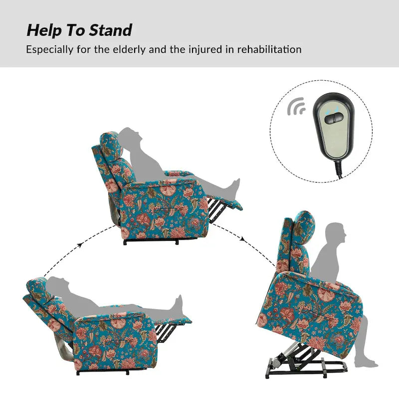Fauteuil inclinable électrique avec assistance au lever et base métallique