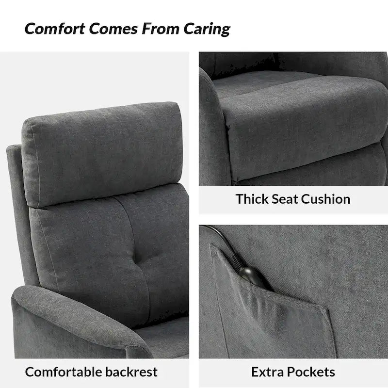 Fauteuil inclinable électrique avec assistance au lever et base métallique