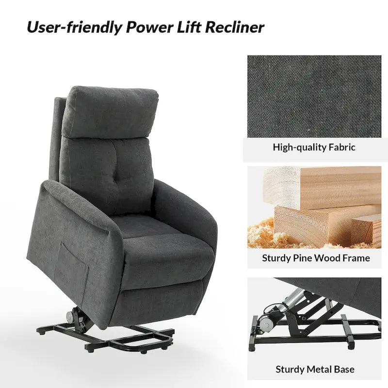 Fauteuil inclinable électrique avec assistance au lever et base métallique