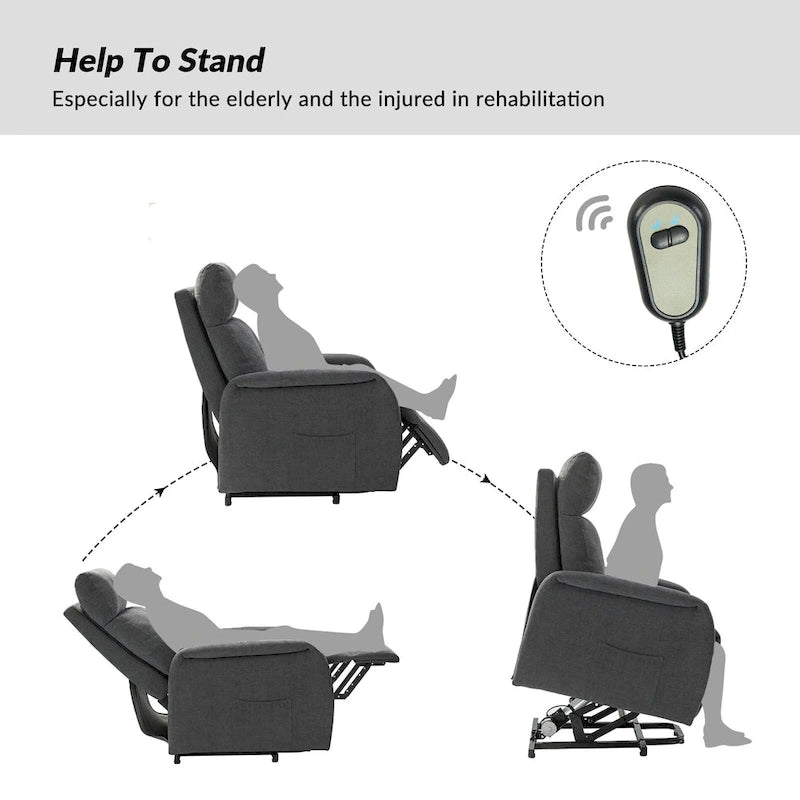 Fauteuil inclinable électrique avec assistance au lever et base métallique