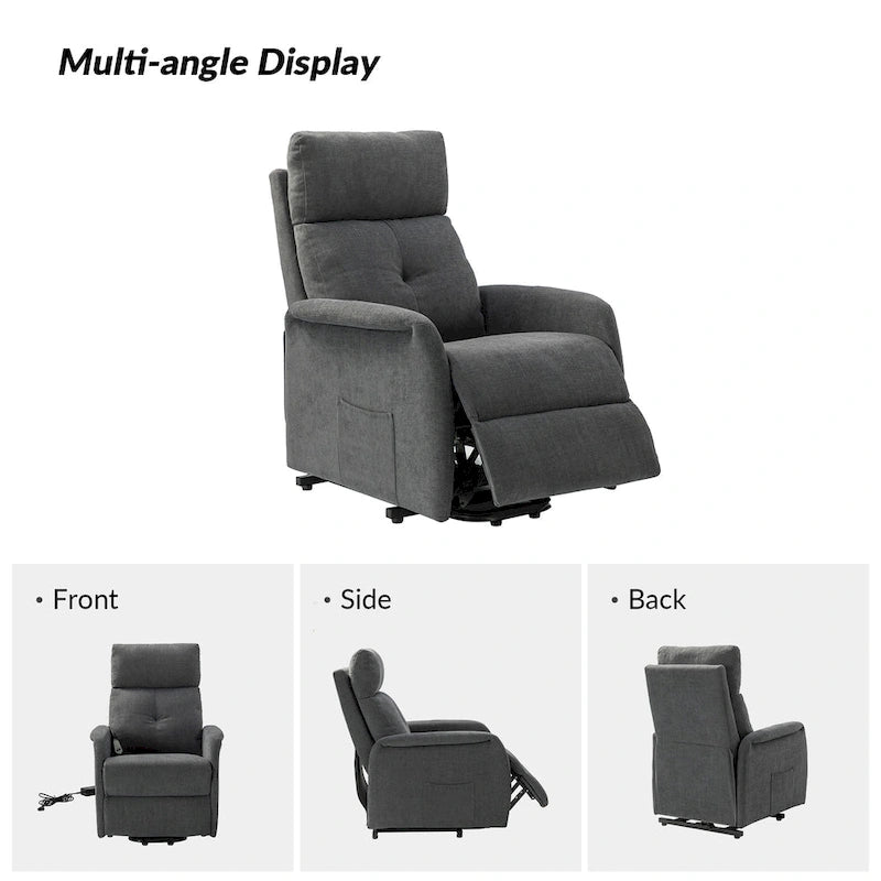 Fauteuil inclinable électrique avec assistance au lever et base métallique