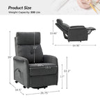 Fauteuil inclinable électrique avec assistance au lever et base métallique