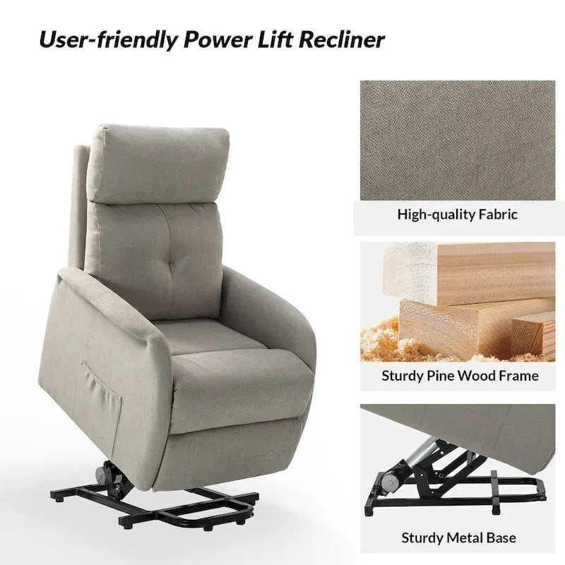 Fauteuil inclinable électrique avec assistance au lever et base métallique