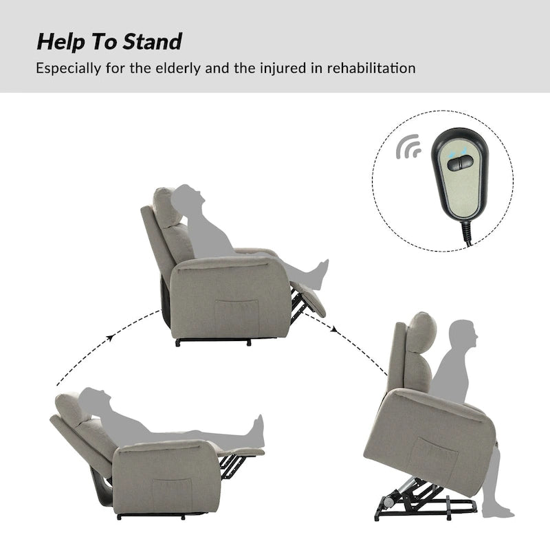 Fauteuil inclinable électrique avec assistance au lever et base métallique