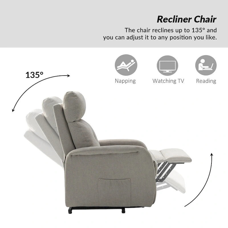 Fauteuil inclinable électrique avec assistance au lever et base métallique